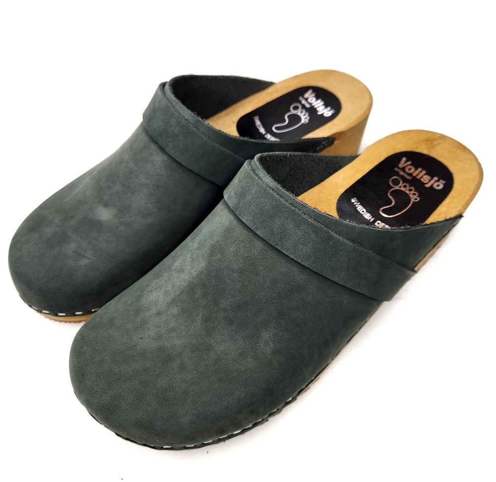 Vollsjo Womens Genuine Leather Wooden Clogs size 11